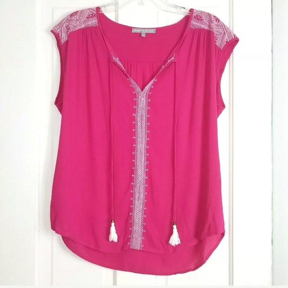 Daniel Rainn Tops - Daniel Rainn Sleeveless Boho Embroidered Top Sz. L